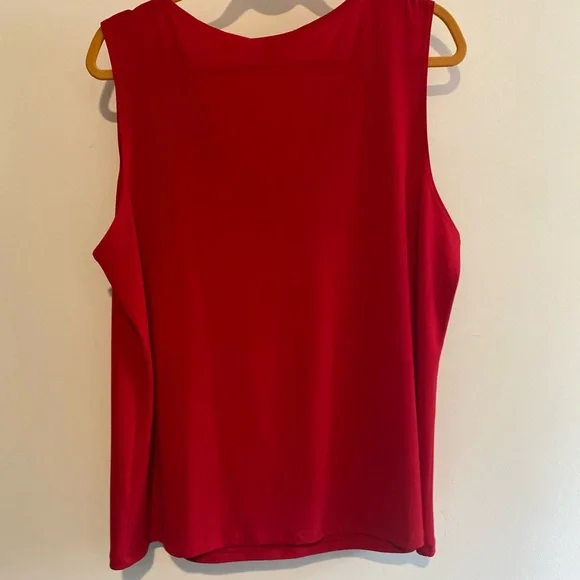 Vibrant Red Sleeveless Tank Top with Cowl Neck - Picture 4 of 5